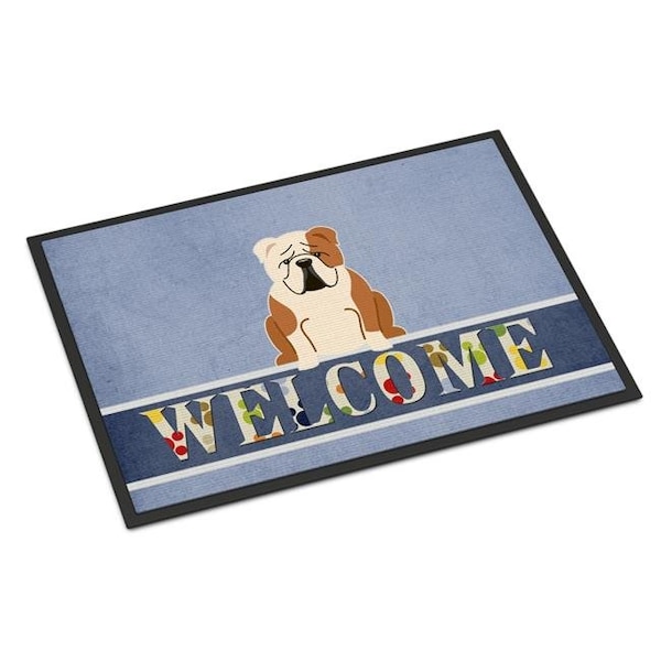 Carolines Treasures BB5706MAT 18 x 27 in. English Bulldog Fawn White Welcome Indoor or Outdoor Mat BB5706MAT - main